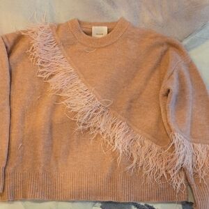Cinq A Sept New Blush Feather-Accent Sweater